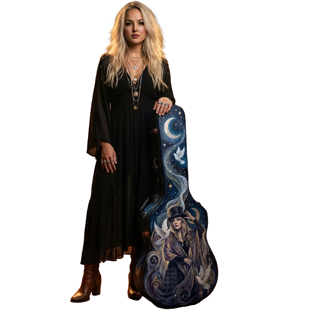 Buffy guitar case custom painted with Stevie Nicks theme